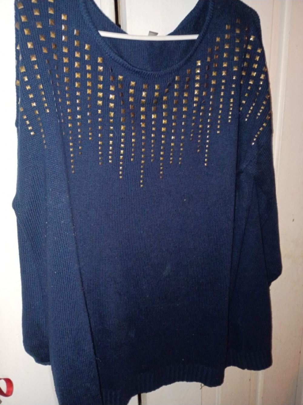 Roz & Ali Navy Sweater with Gold Stud Detailing